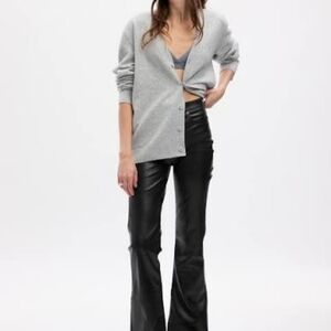 Gap High Rise Vegan Leather '70s Flare Pants in black.